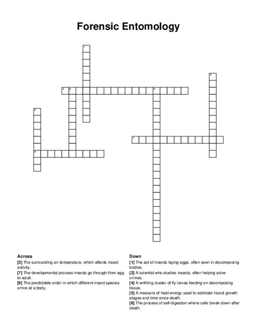 Forensic Entomology Crossword Puzzle