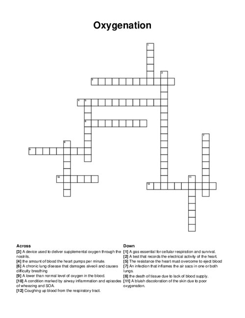 Oxygenation Crossword Puzzle