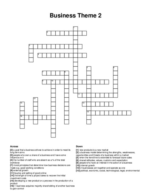 Business Theme 2 Crossword Puzzle