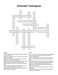 Cinematic Techniques crossword puzzle