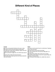 Different Kind of Places crossword puzzle