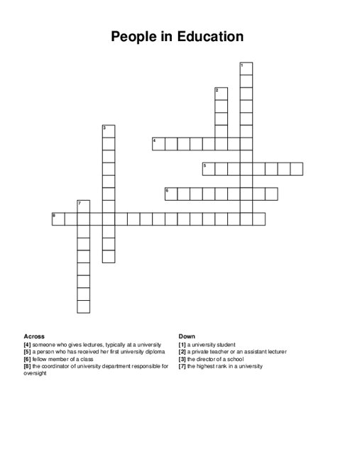 People in Education Crossword Puzzle