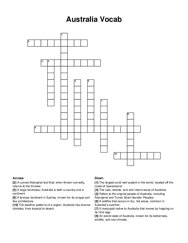 Australia Vocab crossword puzzle