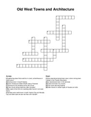 Old West Towns and Architecture crossword puzzle