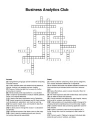Business Analytics Club crossword puzzle