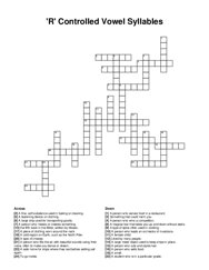 R Controlled Vowel Syllables crossword puzzle