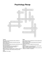 Psychology Recap crossword puzzle