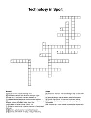 Technology in Sport crossword puzzle