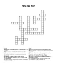 Finance Fun crossword puzzle