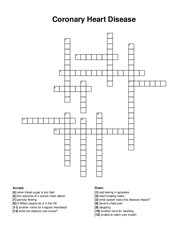 Coronary Heart Disease crossword puzzle