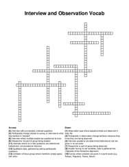 Interview and Observation Vocab crossword puzzle