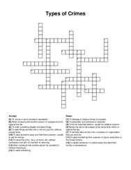 Types of Crimes crossword puzzle