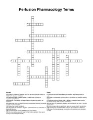 Perfusion Pharmacology Terms crossword puzzle