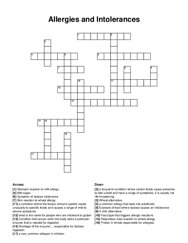 Allergies and Intolerances crossword puzzle