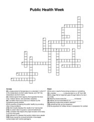 Public Health Week crossword puzzle