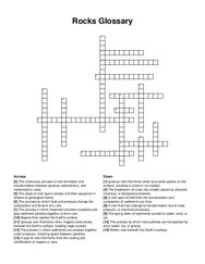 Rocks Glossary crossword puzzle