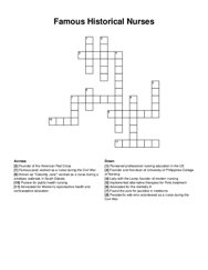 Famous Historical Nurses crossword puzzle