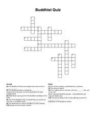 Buddhist Quiz crossword puzzle