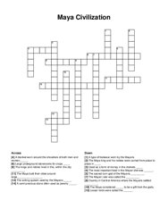 Maya Civilization crossword puzzle