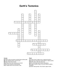 Earths Tectonics crossword puzzle