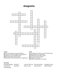 Anagrams crossword puzzle