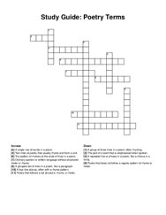 Study Guide: Poetry Terms crossword puzzle