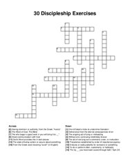 30 Discipleship Exercises crossword puzzle