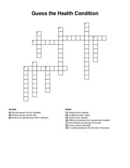 Guess the Health Condition crossword puzzle