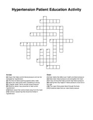 Hypertension Patient Education Activity crossword puzzle