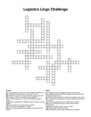 Logistics Lingo Challenge crossword puzzle