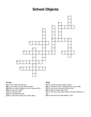 School Objects crossword puzzle