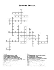 Summer Season crossword puzzle