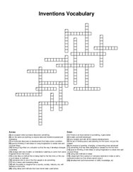 Inventions Vocabulary crossword puzzle