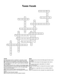 Taxes Vocab crossword puzzle