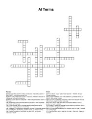 AI Terms crossword puzzle