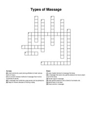 Types of Massage crossword puzzle