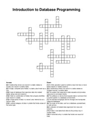 Introduction to Database Programming crossword puzzle