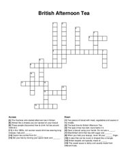 British Afternoon Tea crossword puzzle