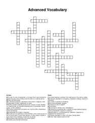 Advanced Vocabulary crossword puzzle