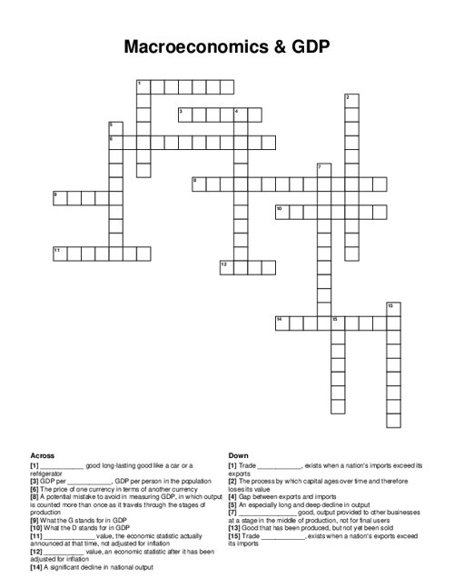 Macroeconomics & GDP Crossword Puzzle
