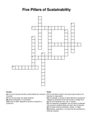 Five Pillars of Sustainability crossword puzzle