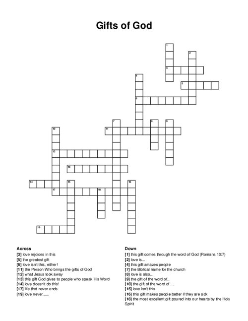 Gifts of God Crossword Puzzle