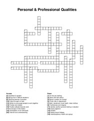 Personal & Professional Qualities crossword puzzle