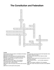 The Constitution and Federalism crossword puzzle