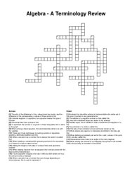 Algebra - A Terminology Review crossword puzzle