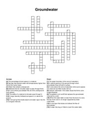 Groundwater crossword puzzle