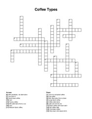 Coffee Types crossword puzzle