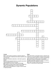 Dynamic Populations crossword puzzle