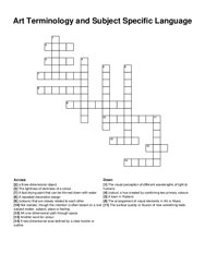 Art Terminology and Subject Specific Language crossword puzzle