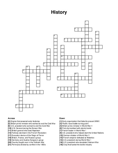 History Crossword Puzzle